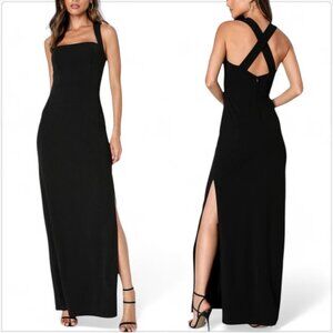 Lulus Black Glamorous Dedication Black Sleeveless Column Maxi Dress M